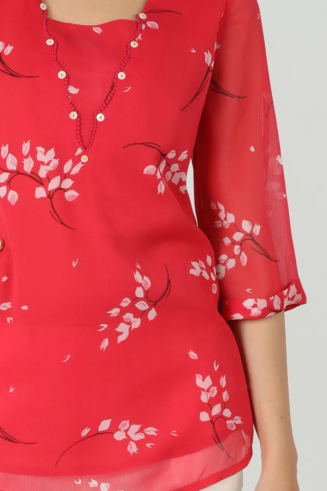 Pink chiffon boat Neck top