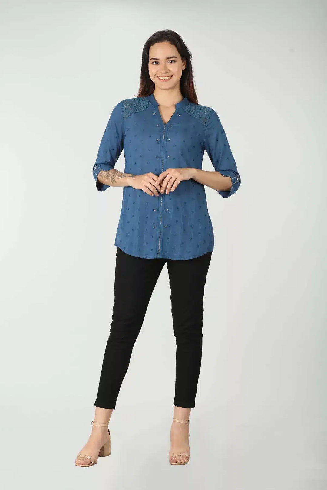 Cotton Blue Chifley Top