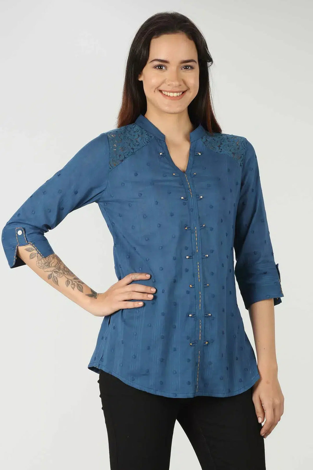 Cotton Blue Chifley Top