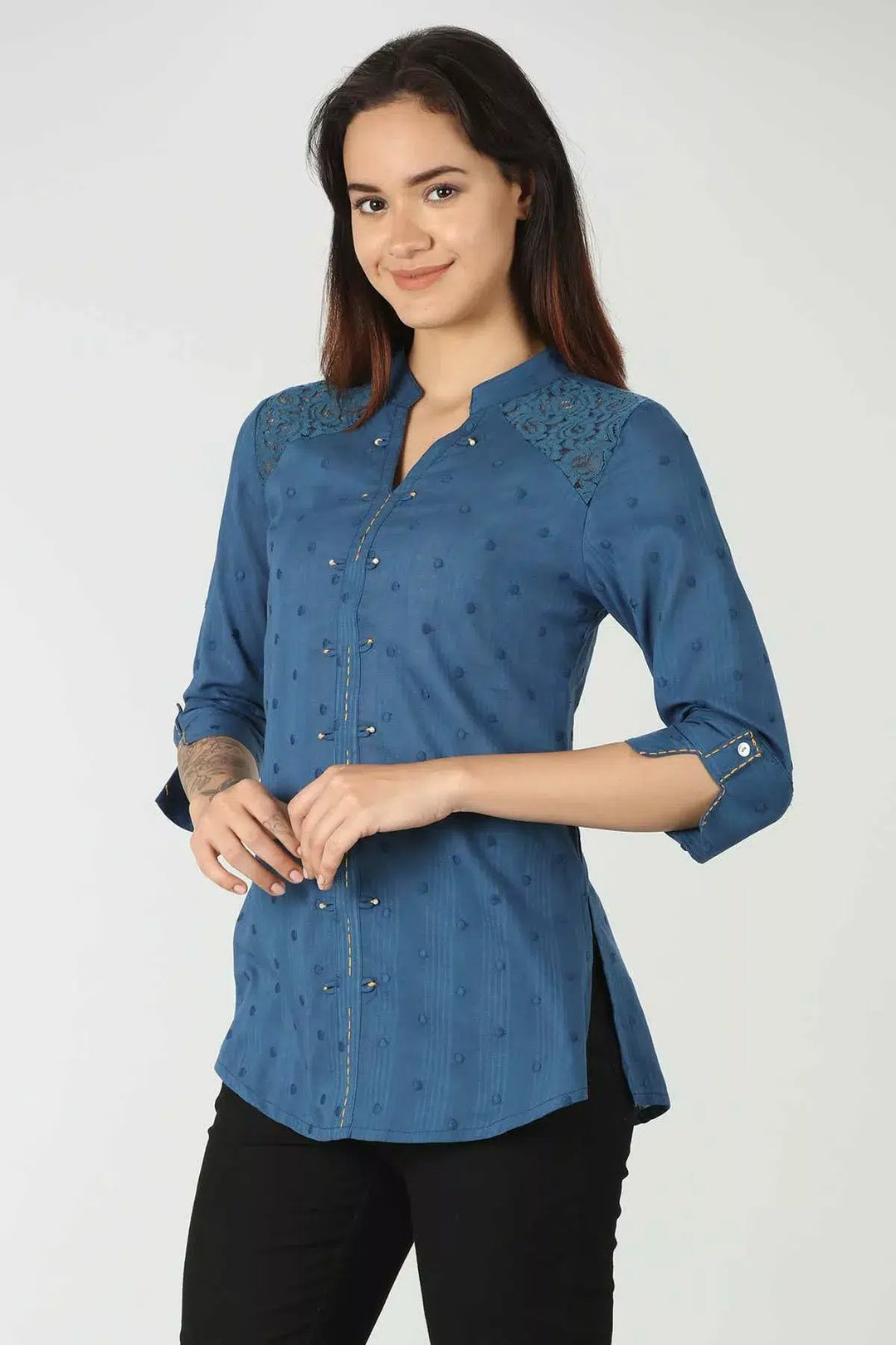 Cotton Blue Chifley Top