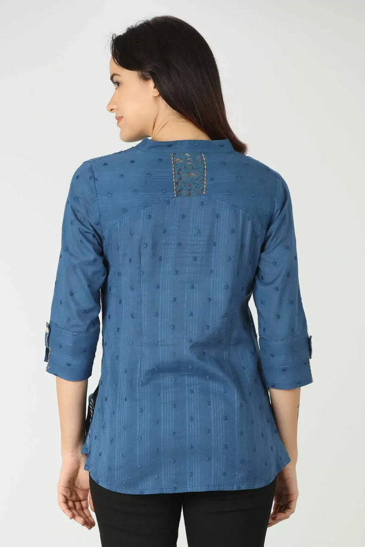 Cotton Blue Chifley Top
