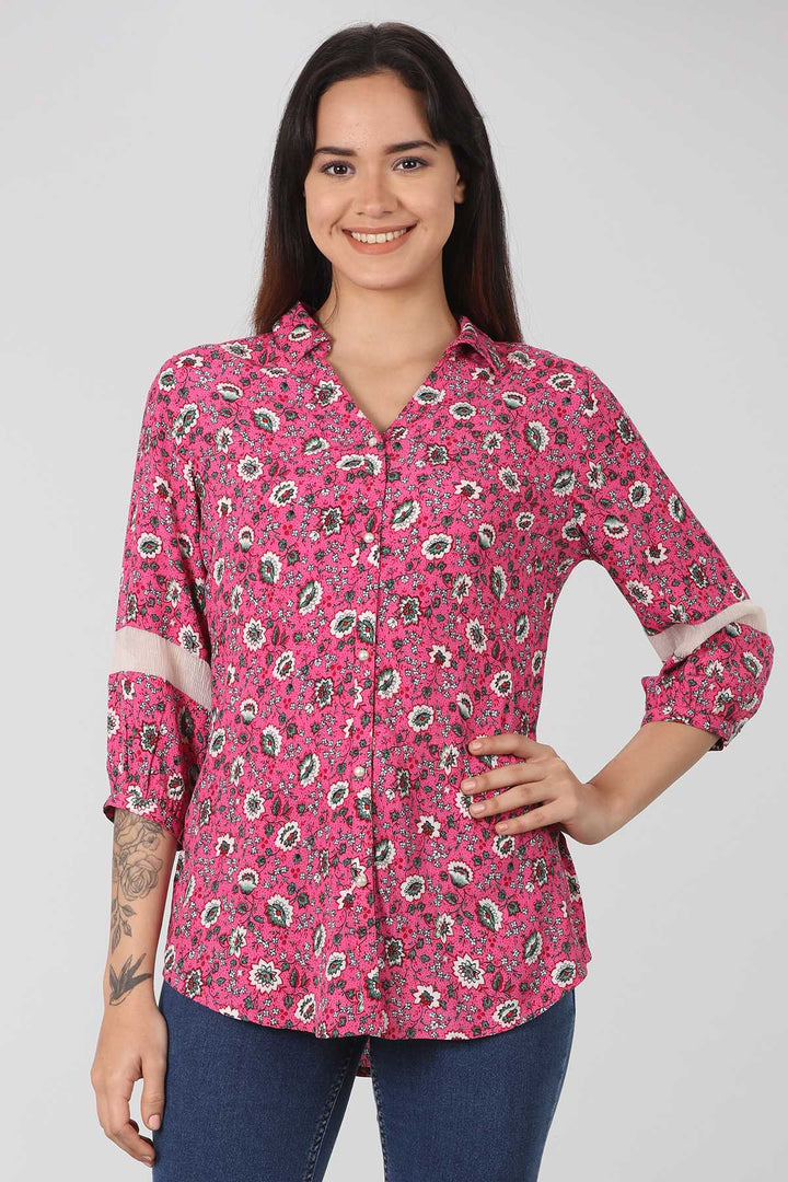 Floral Printed Pink Shirt