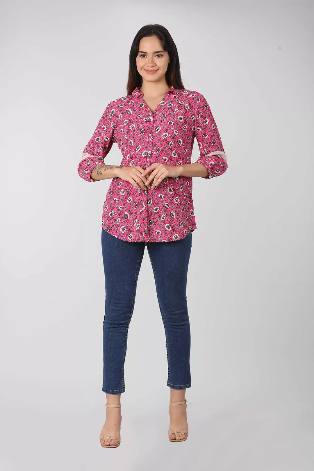 Floral Printed Pink Shirt