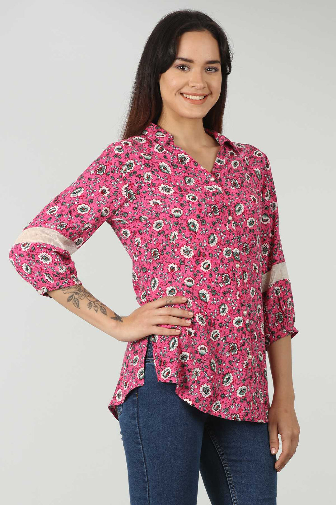 Floral Printed Pink Shirt