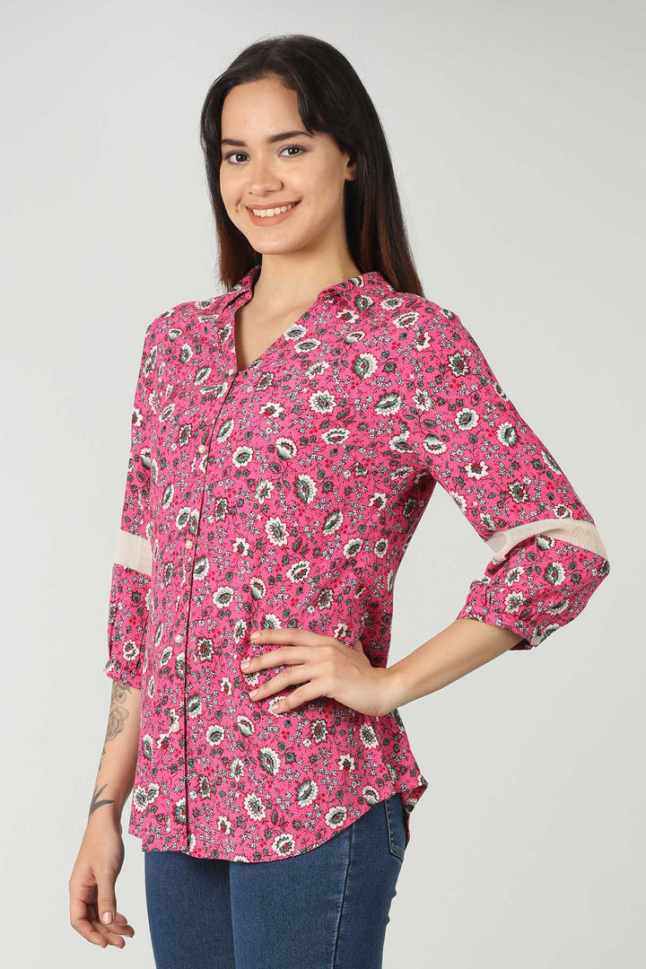 Floral Printed Pink Shirt