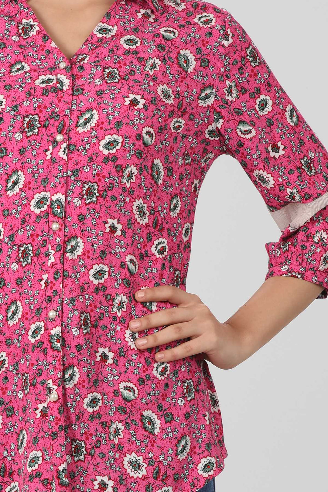 Floral Printed Pink Shirt