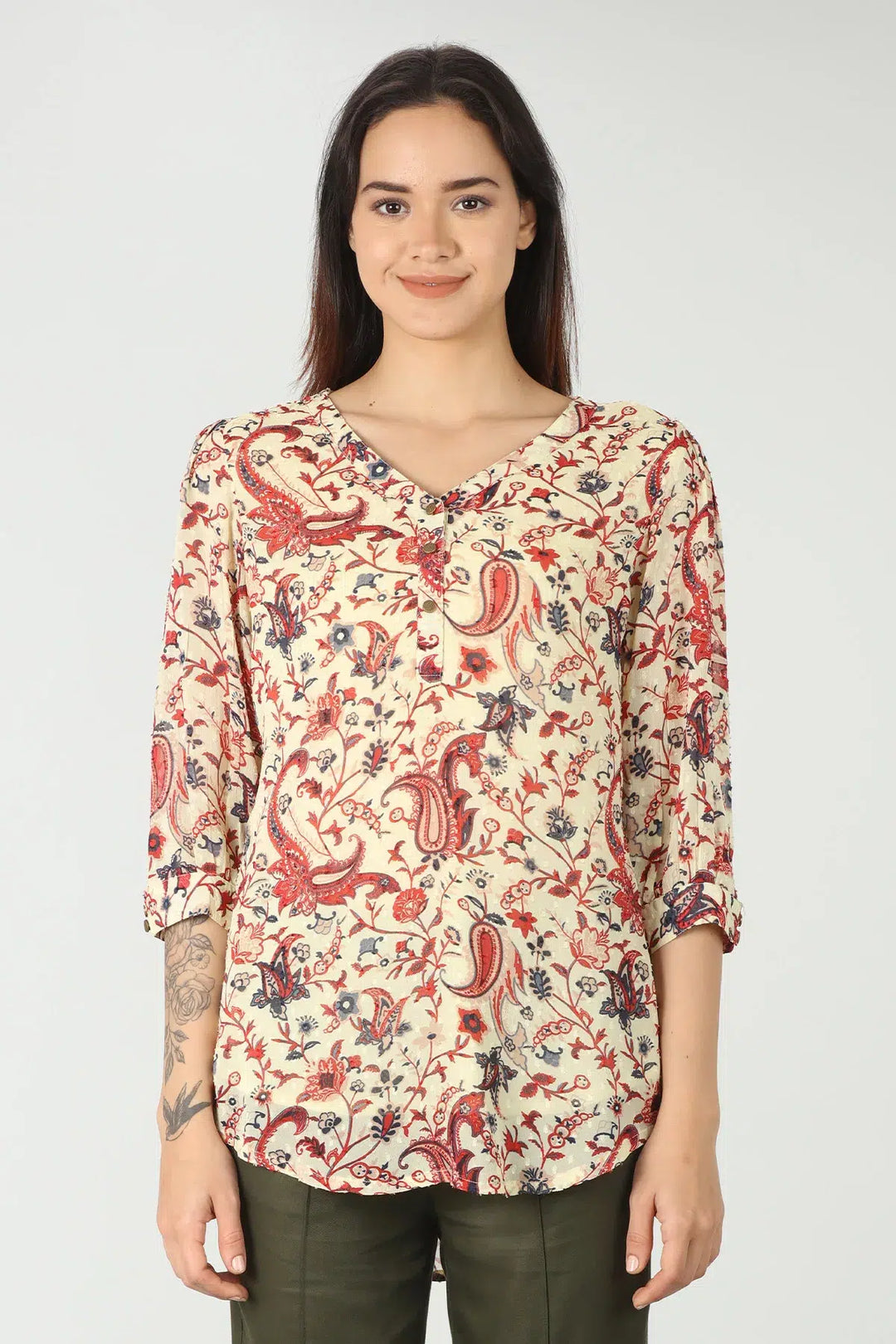 Light Beige paisley print top