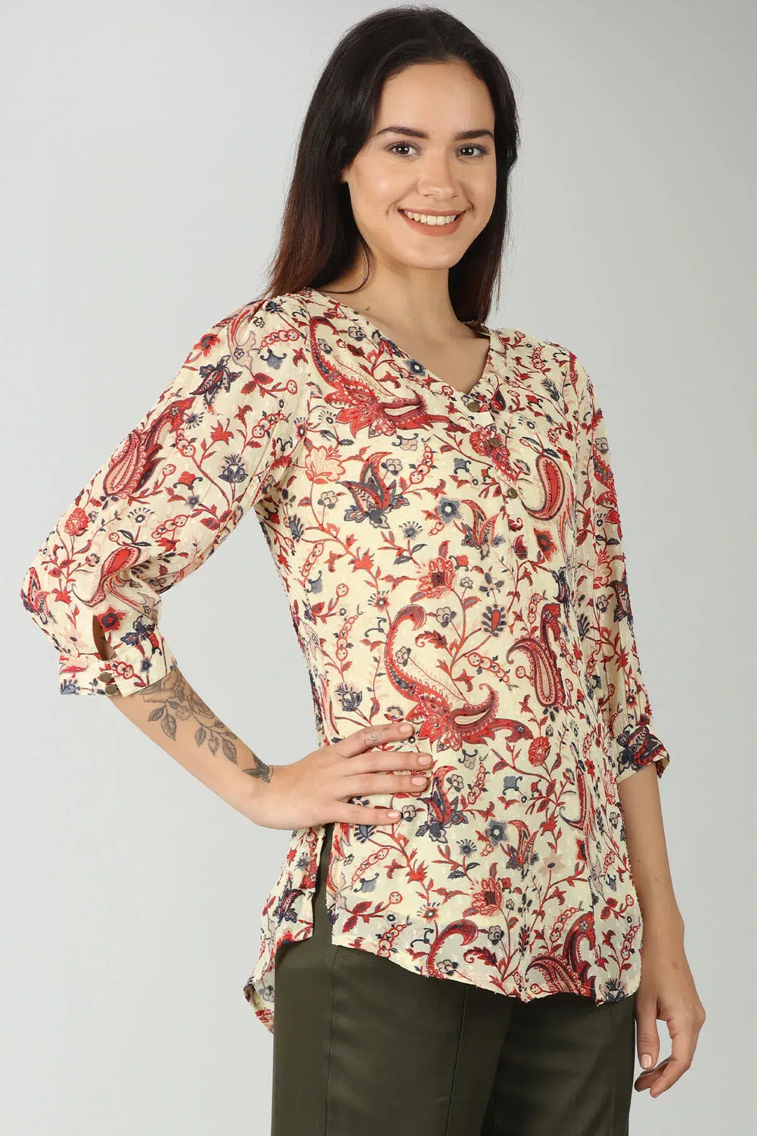 Light Beige paisley print top