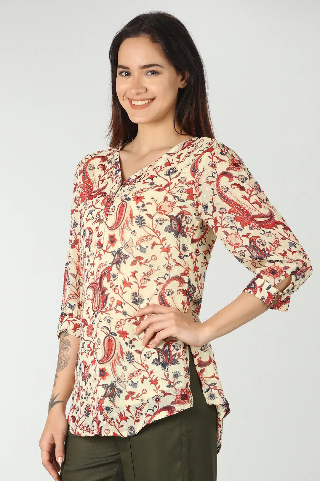 Light Beige paisley print top