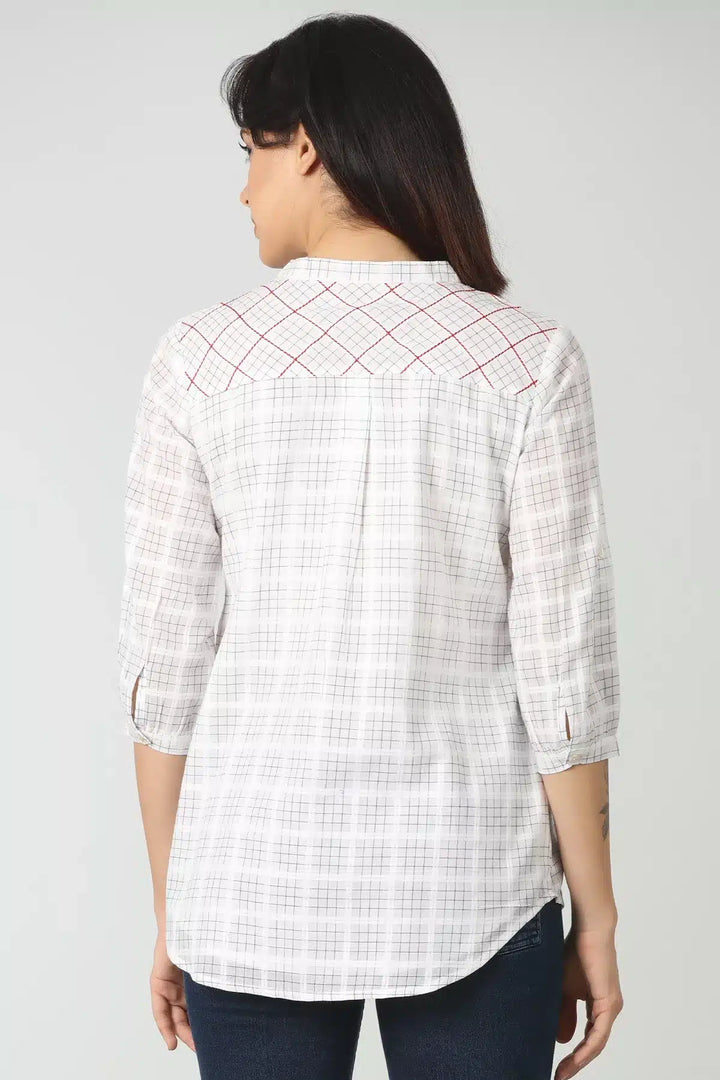 White cotton check top