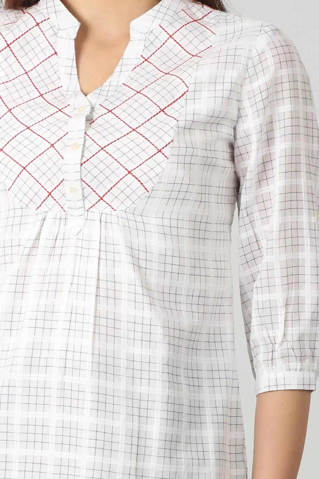 White cotton check top
