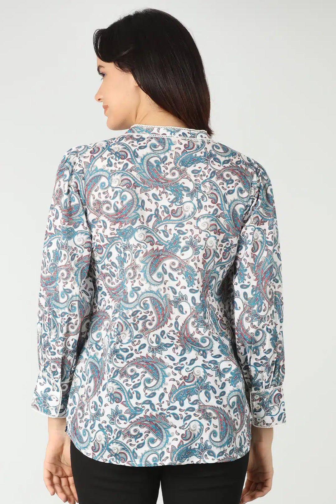 Blue Cotton Slub Shirt (printed)