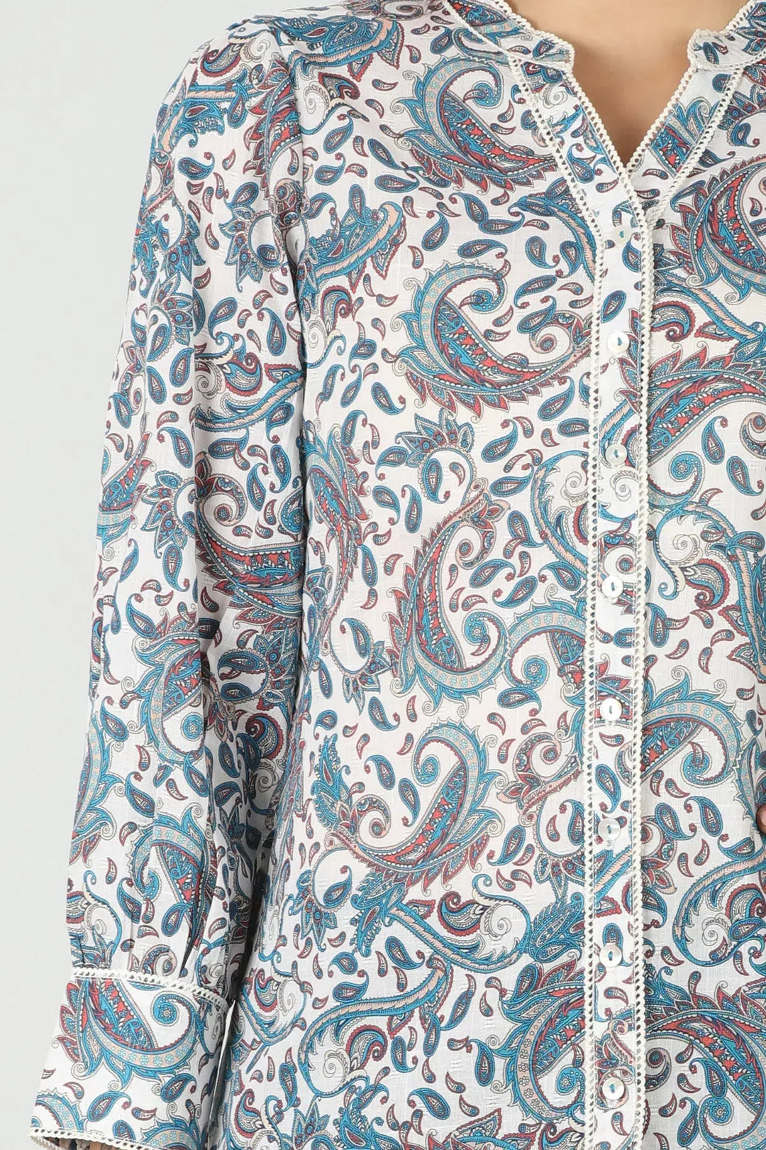 Blue Cotton Slub Shirt (printed)