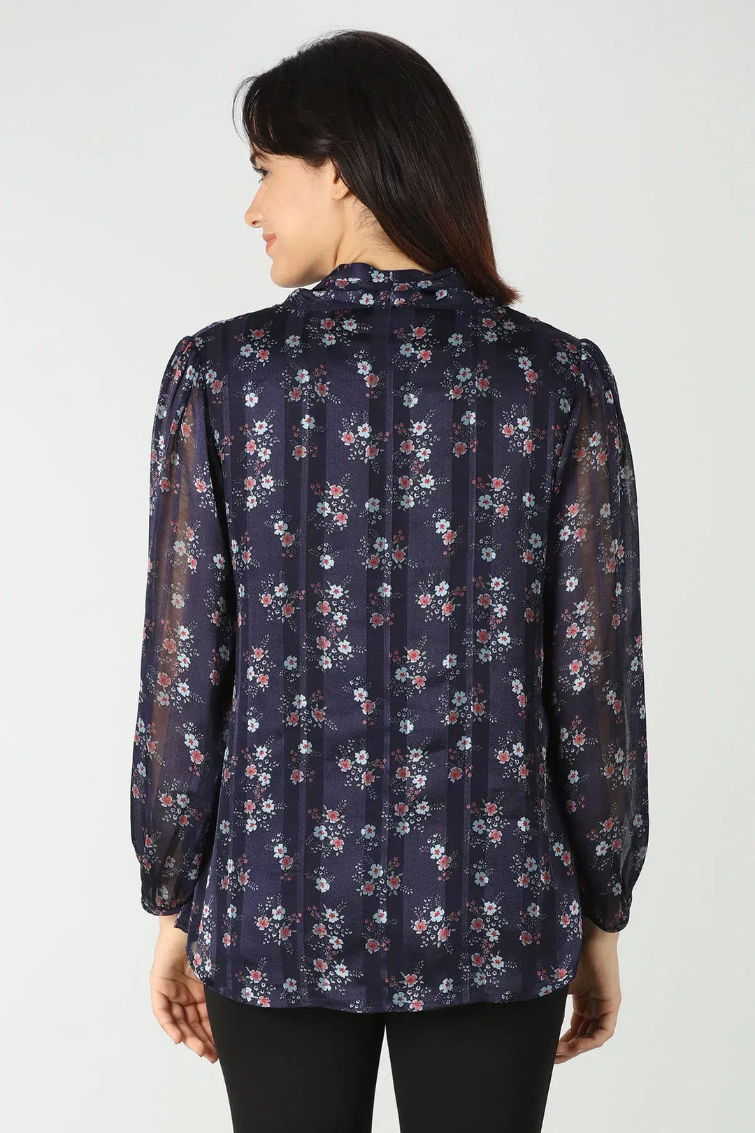 Navy Blue printed top (V-neck)