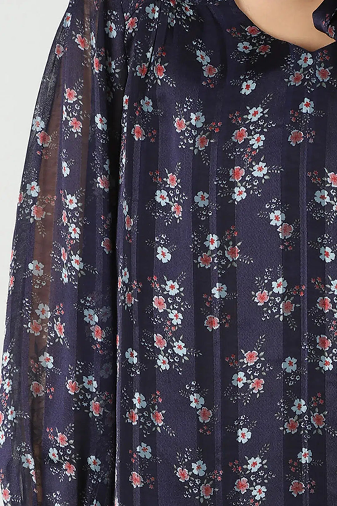 Navy Blue printed top (V-neck)
