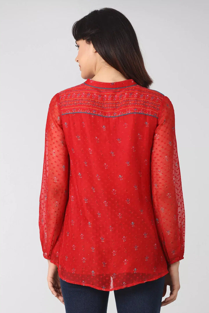 Red Printed chiffon top
