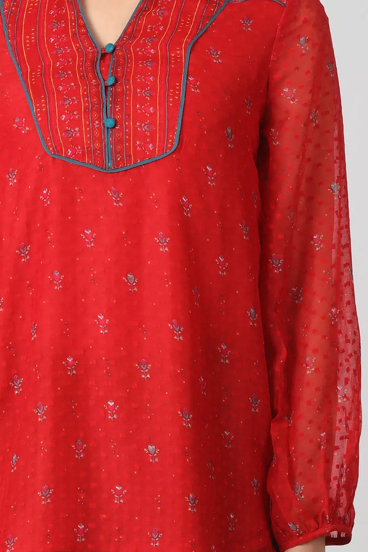 Red Printed chiffon top