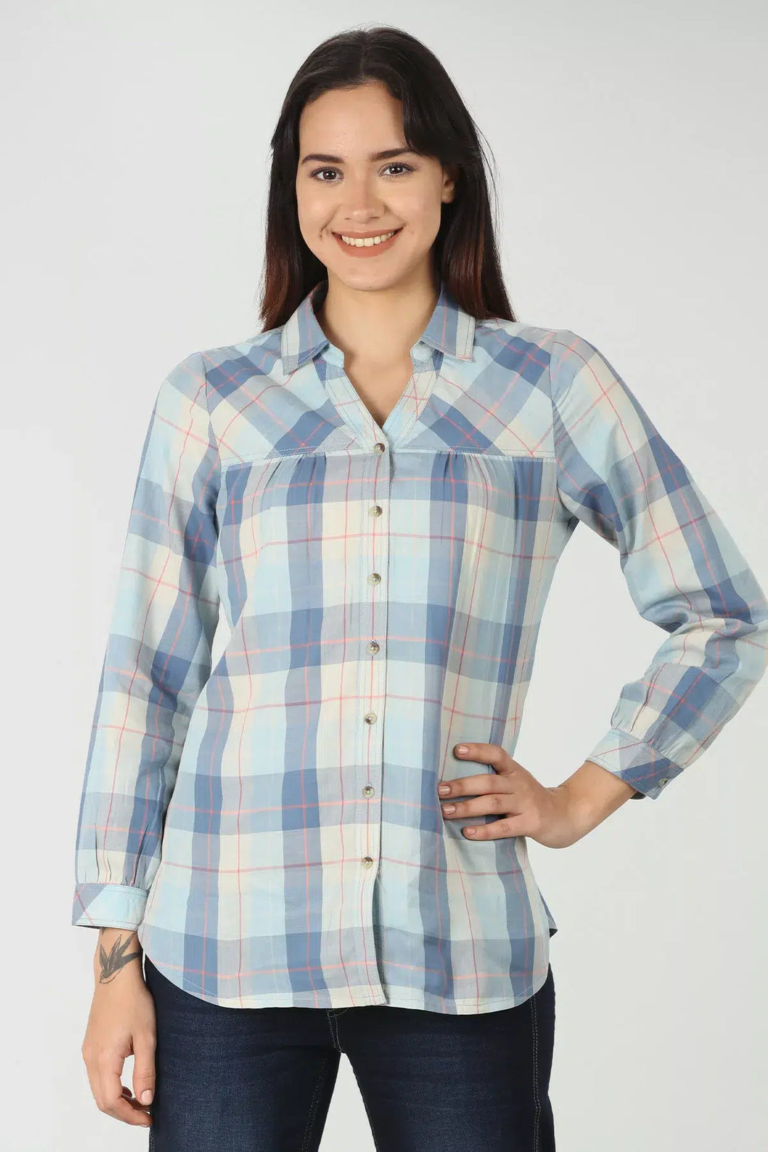 Blue regluar fit check shirt