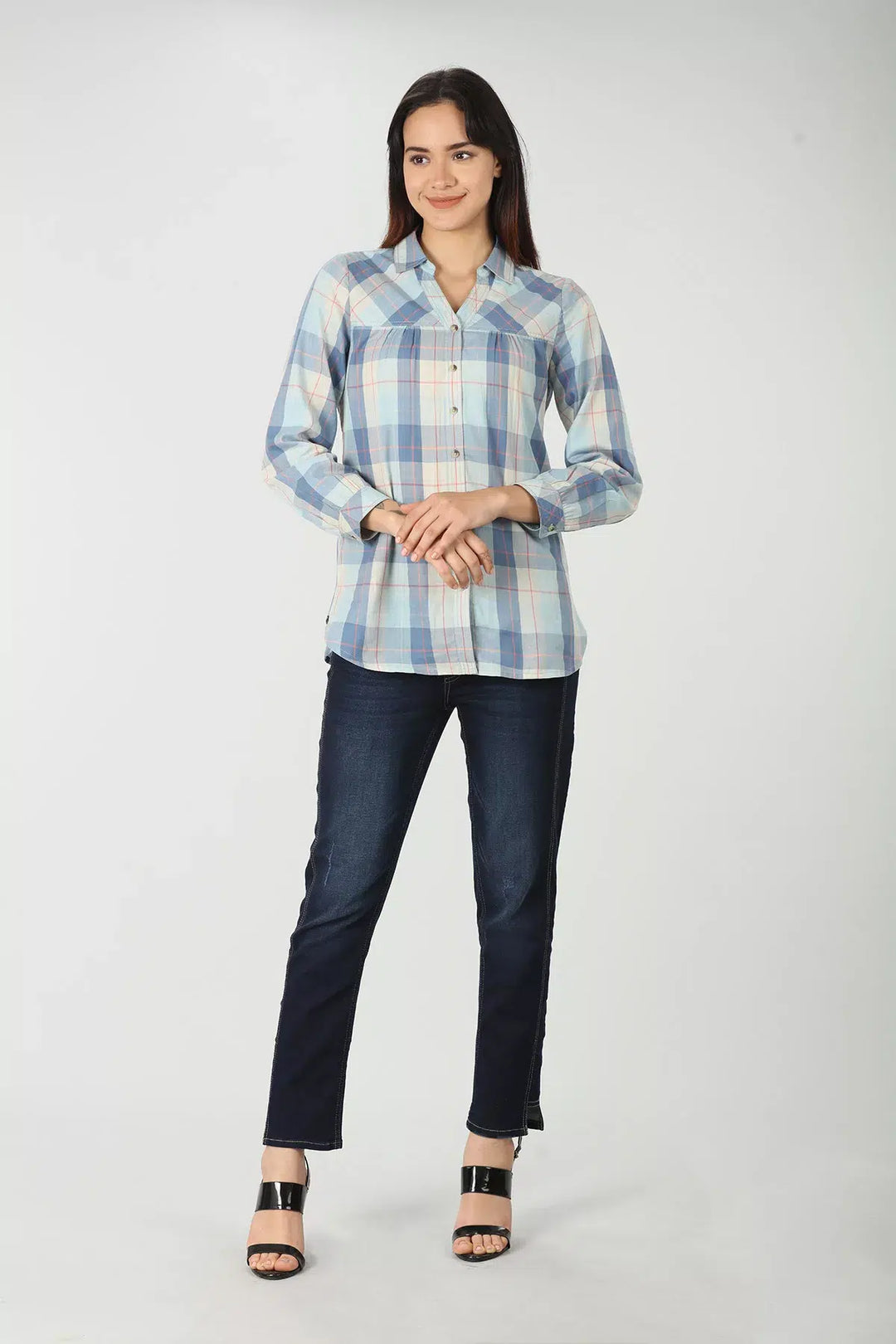 Blue regluar fit check shirt