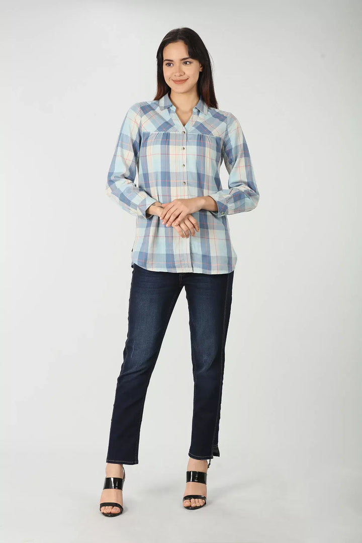 Blue regluar fit check shirt