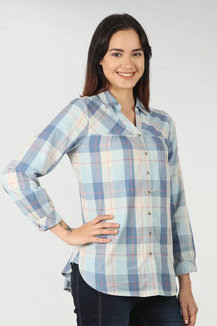 Blue regluar fit check shirt
