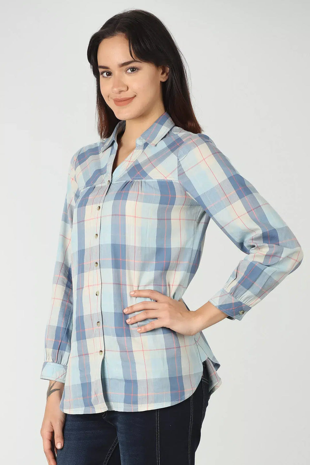 Blue regluar fit check shirt