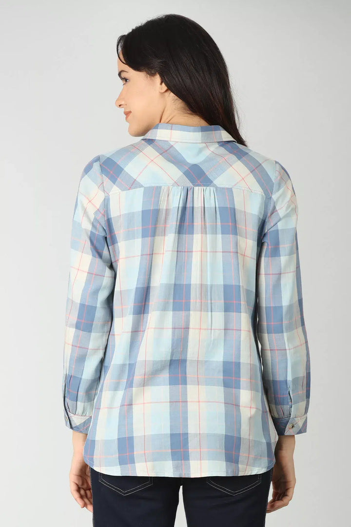 Blue regluar fit check shirt