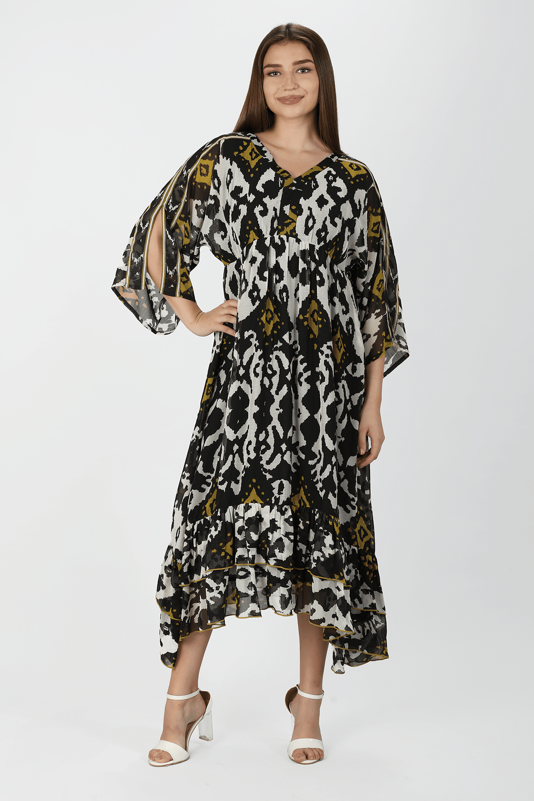 Charcoal Black Chiffon Maxi Dress