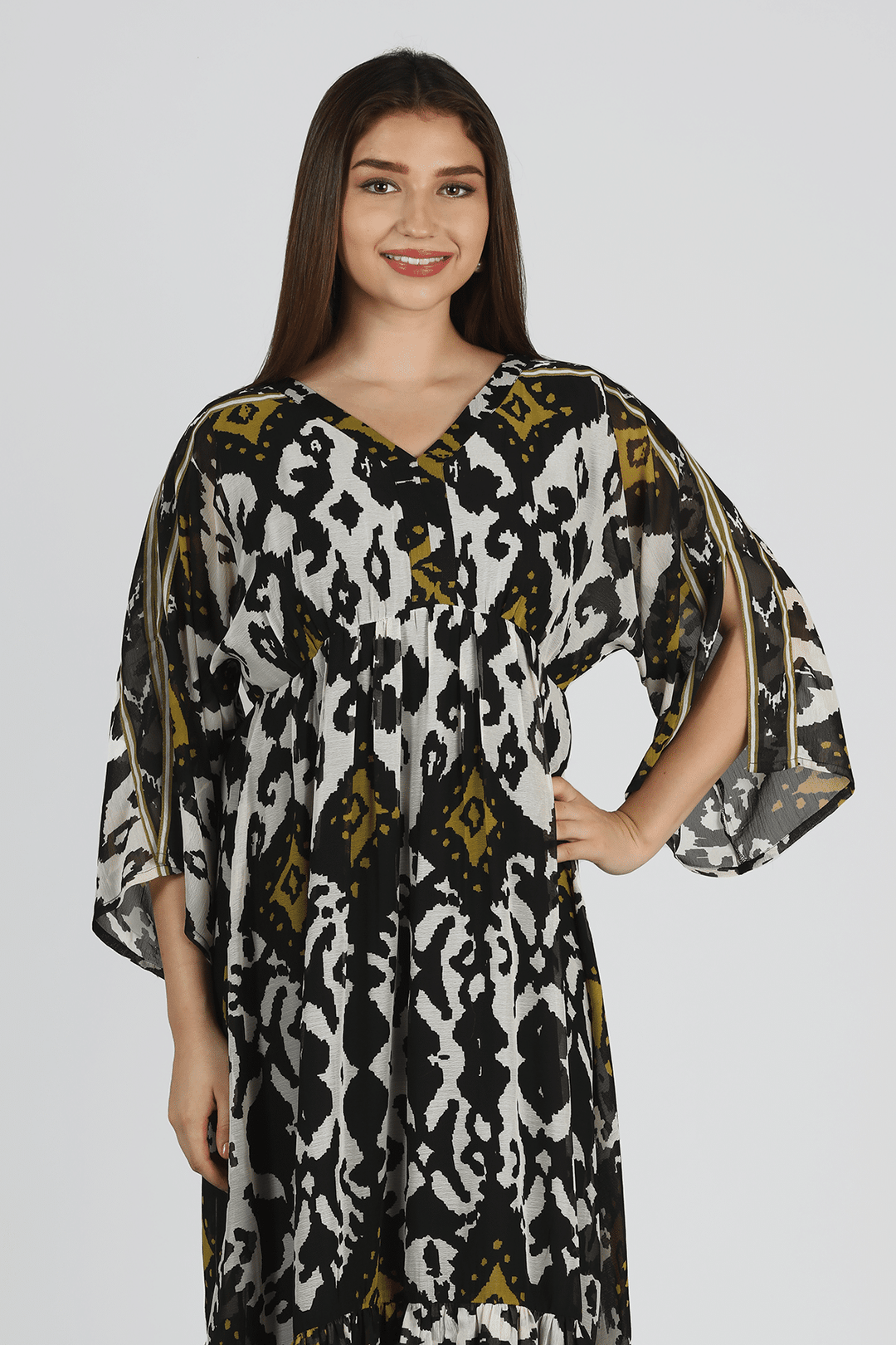 Charcoal Black Chiffon Maxi Dress