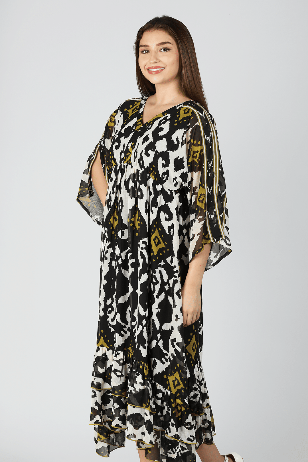 Charcoal Black Chiffon Maxi Dress