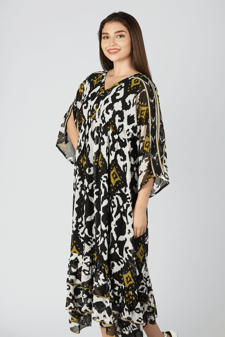 Charcoal Black Chiffon Maxi Dress