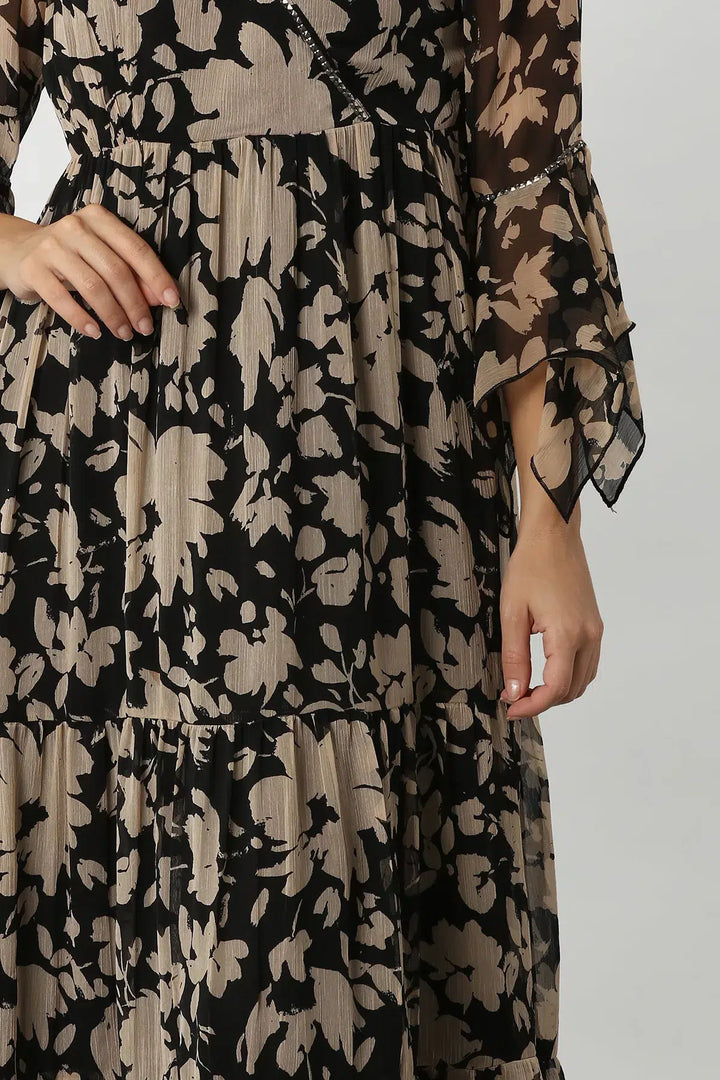 Brown Chiffon Maxi Dress