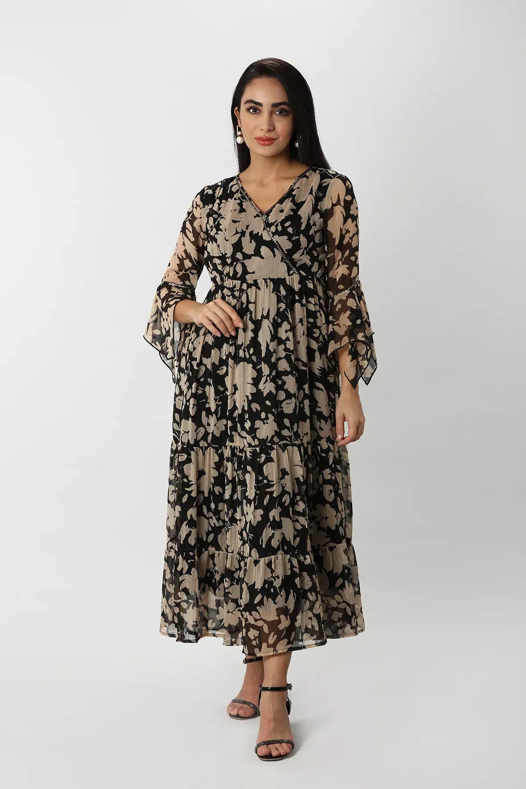 Brown Chiffon Maxi Dress