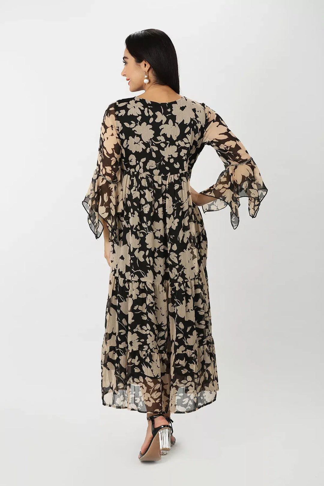 Brown Chiffon Maxi Dress