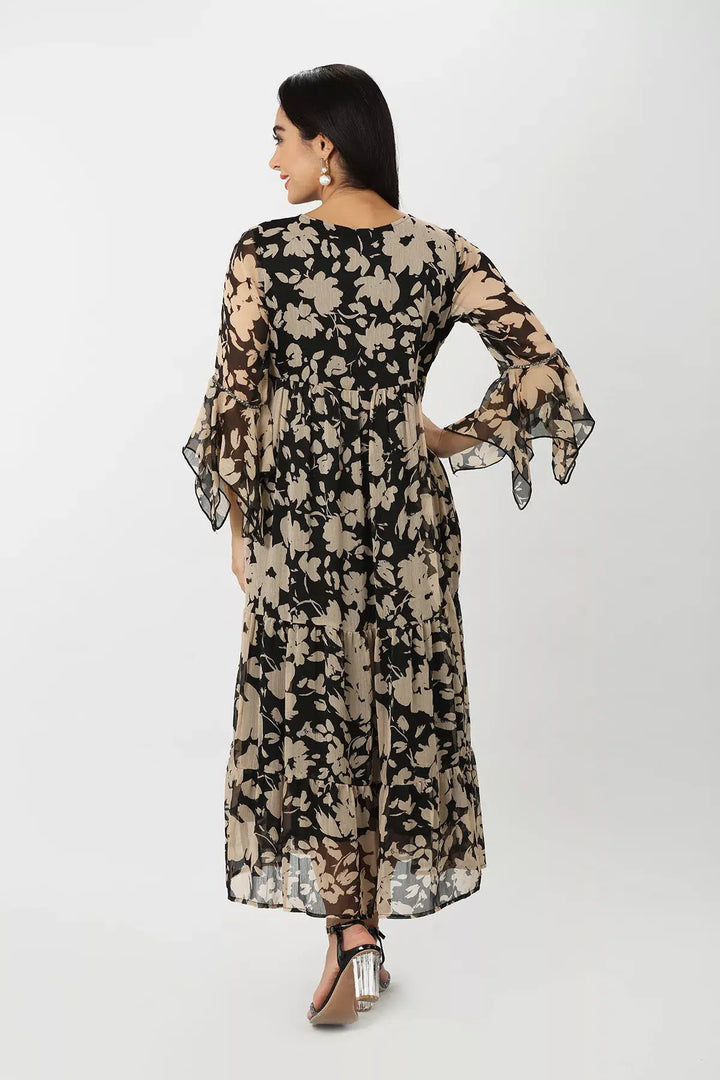 Brown Chiffon Maxi Dress
