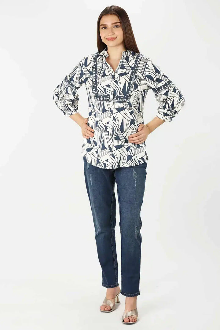 Embroidered Rayon Slub Shirt