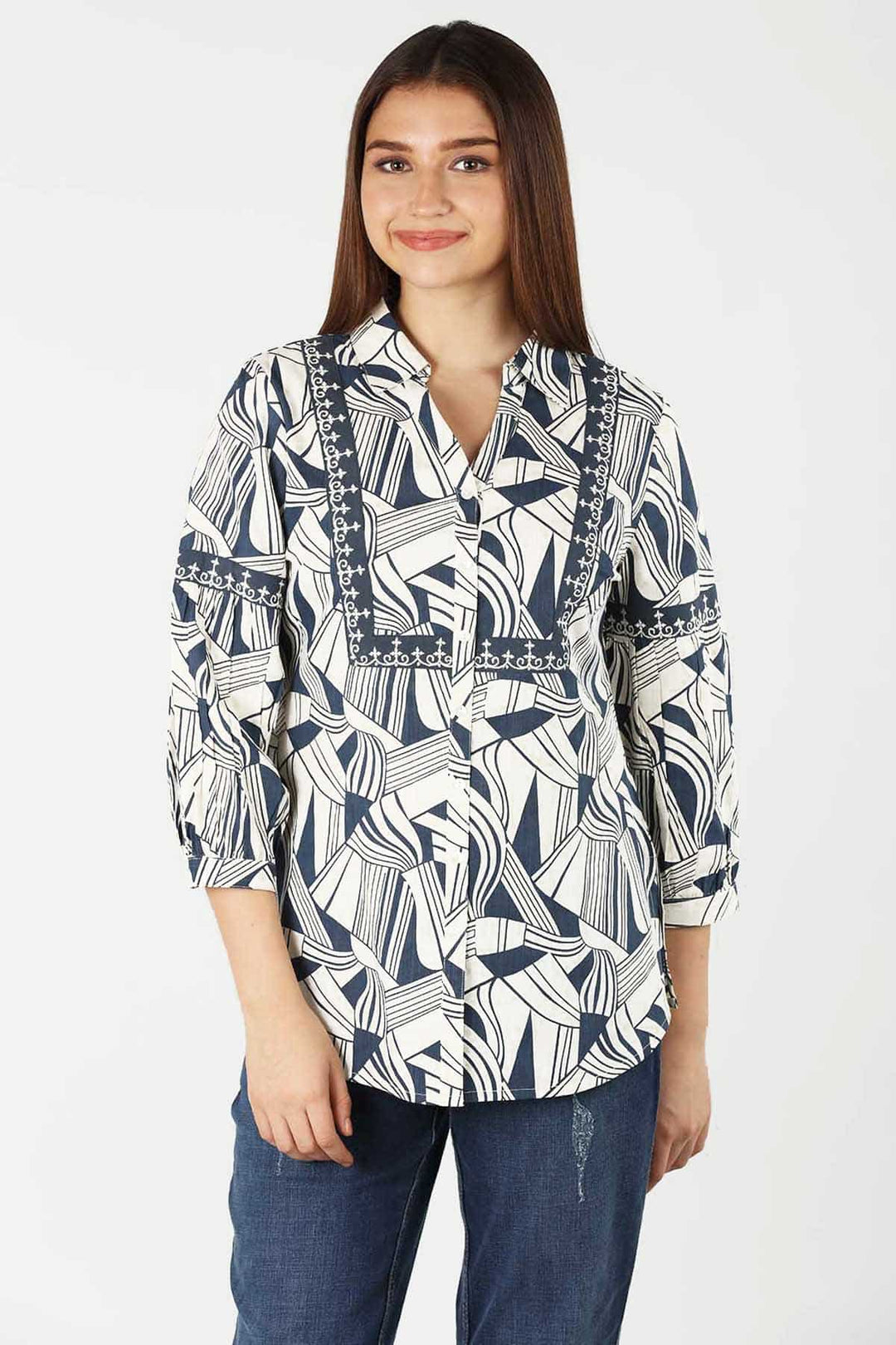 Embroidered Rayon Slub Shirt