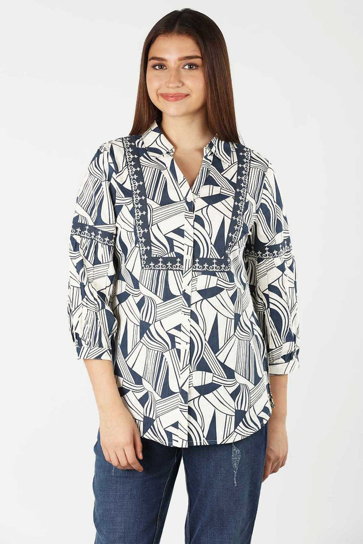 Embroidered Rayon Slub Shirt