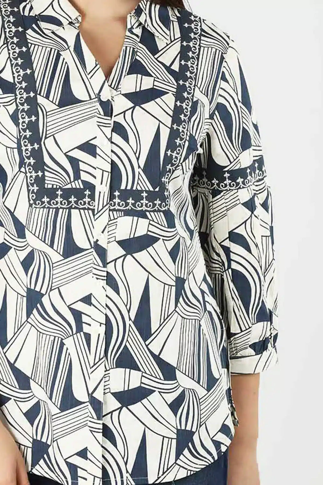 Embroidered Rayon Slub Shirt