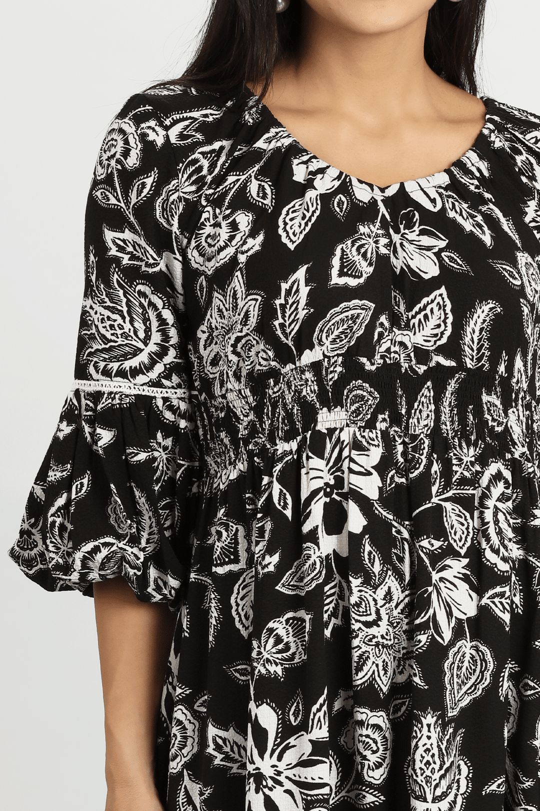Black Bubble Crepe Dress