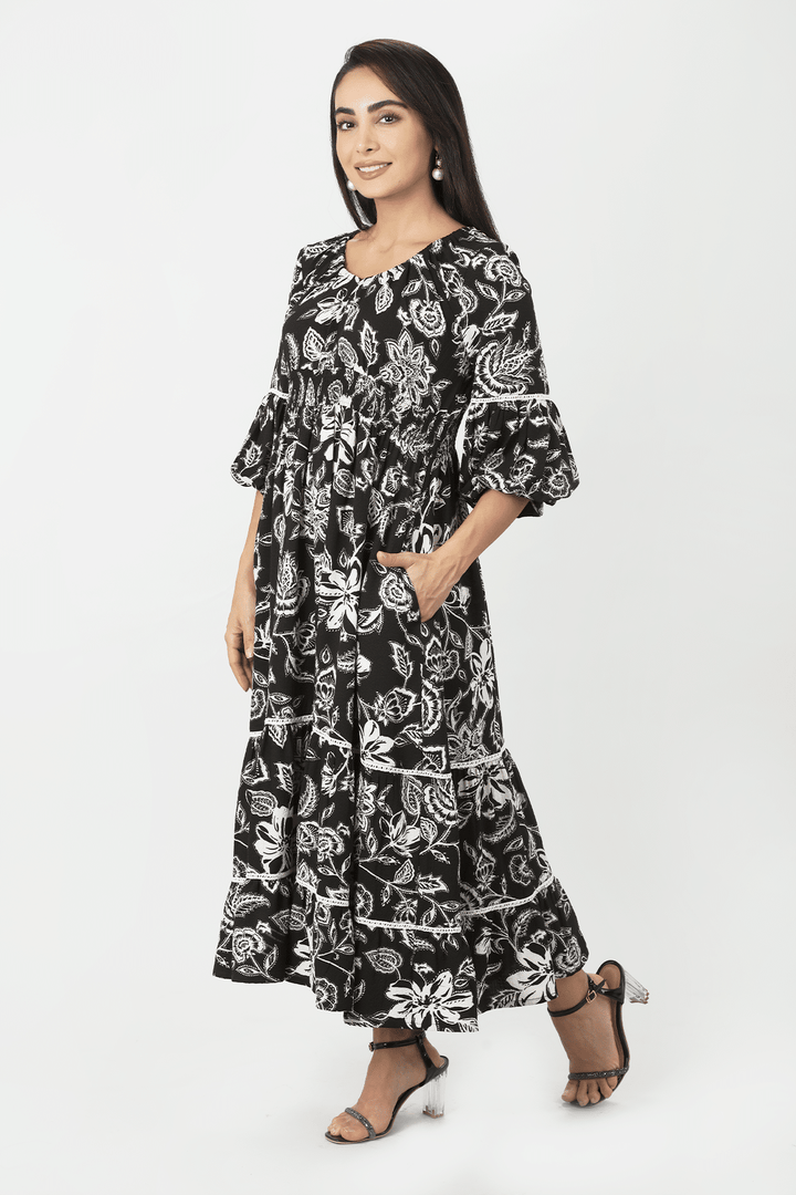 Black Bubble Crepe Dress