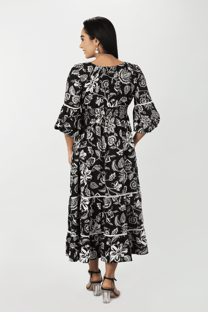 Black Bubble Crepe Dress