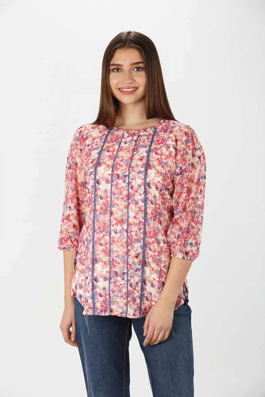 Pink Georgette Printed Casual Top