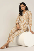 Beige Collared Rayon Co-Ord Shirt