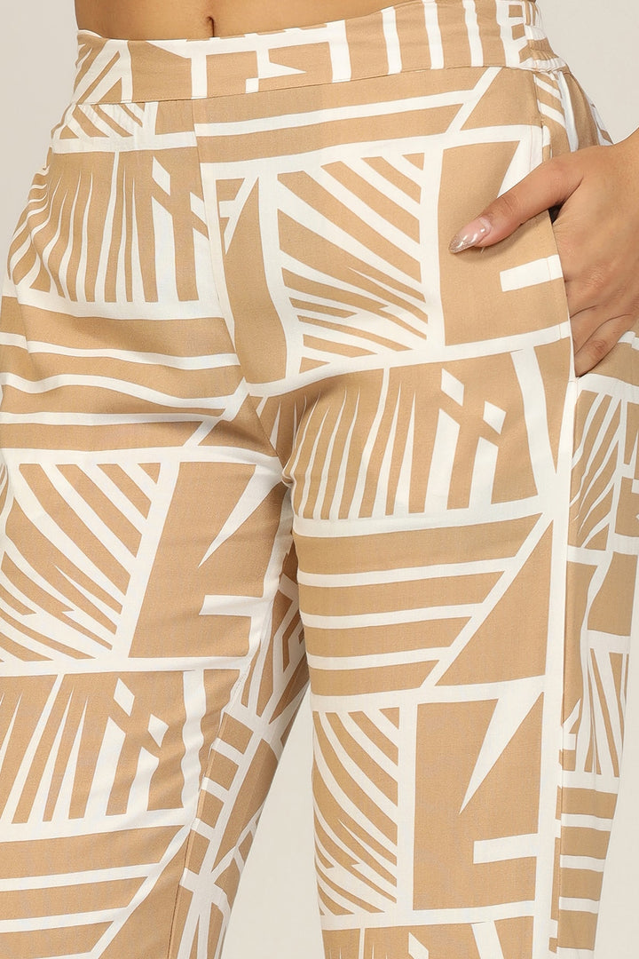 Beige Rayon Co-Ord Pant