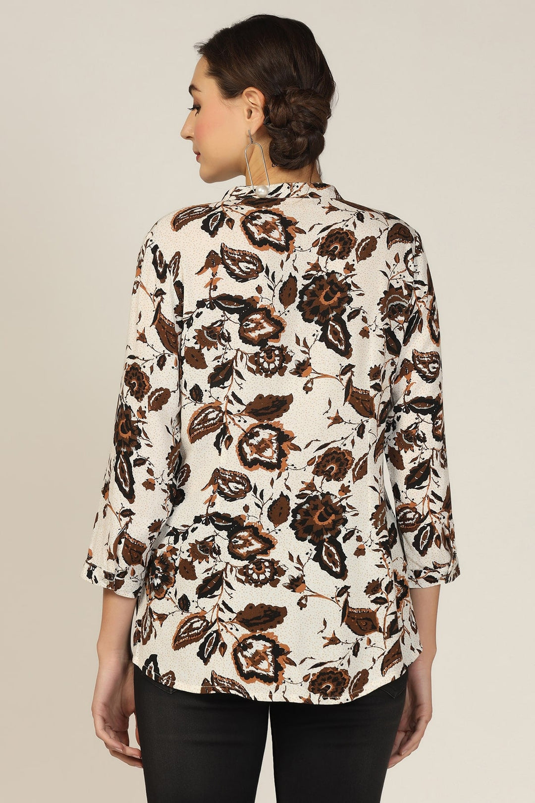 Brown Embroidered Crepe Dream Top