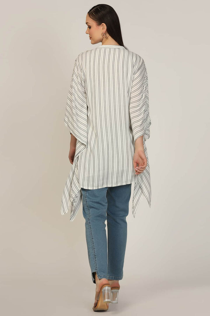 Light Grey Embroidered Rayon Crepe Mandarin Top
