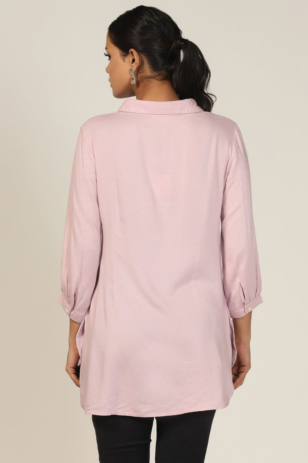 Lavender Embroidered Dobby Collared Top
