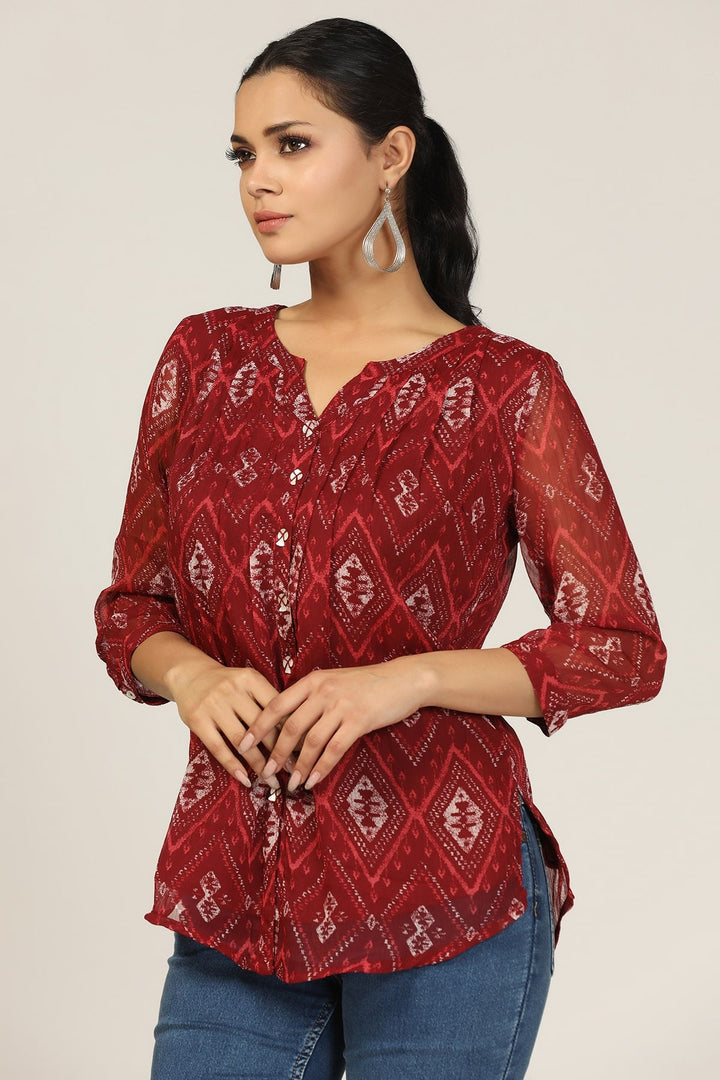 Maroon Chiffon Dream Shirt