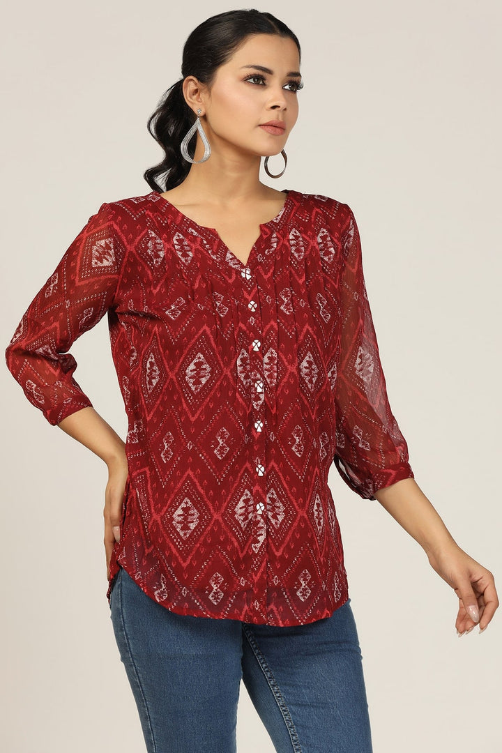 Maroon Chiffon Dream Shirt